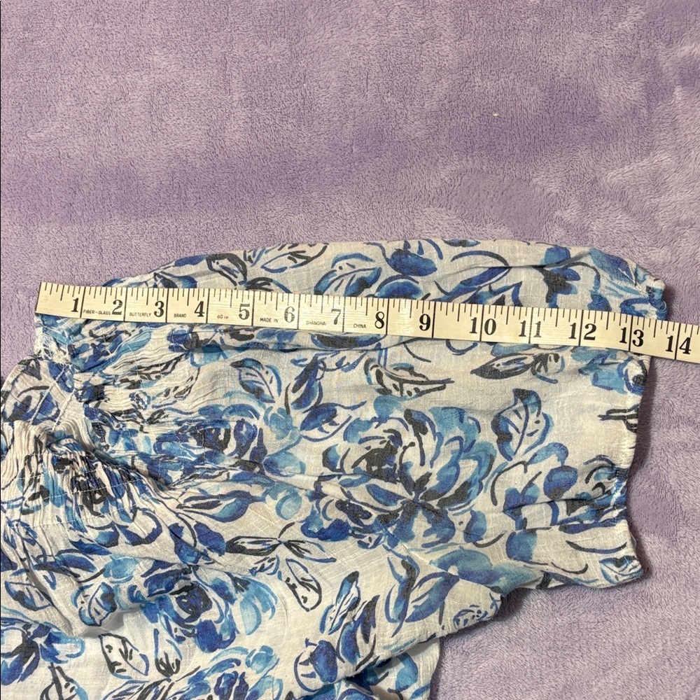 Counterparts Blue Floral Off-Shoulder Peasant Top XL - Picture 6 of 8